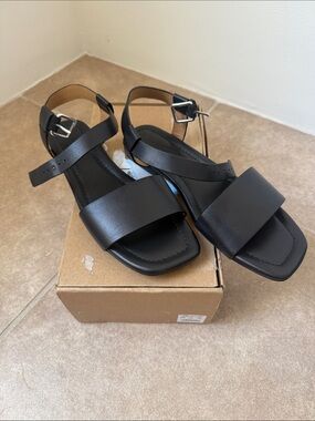 🌸🌻 NWT Madewell Karla Ankle Strap Leather Sandals Black NWT